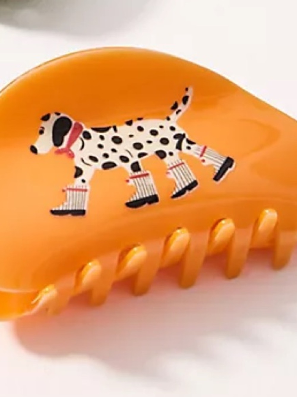 Anthropologie 1 dalmation Frasier Sterling Dogs Hair Claw Clip Orange
